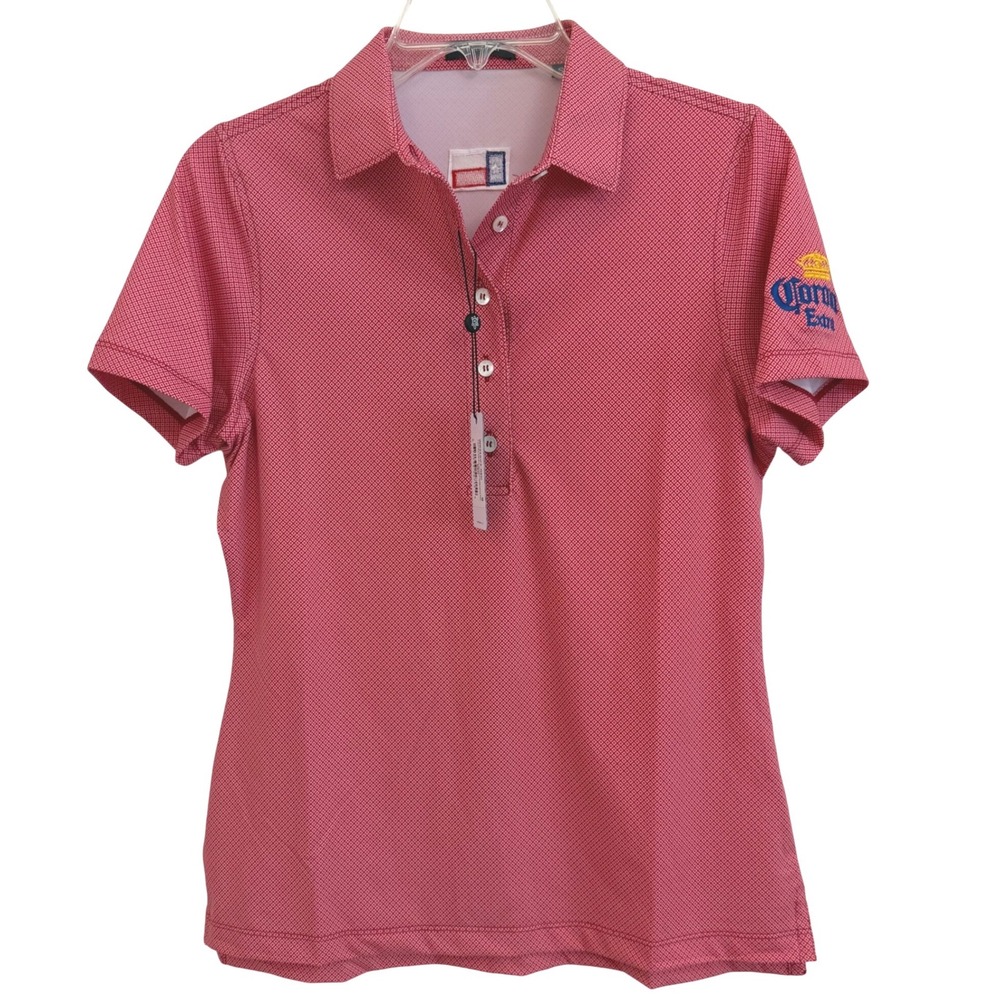 Turtleson Clare Mini Diamond Jacquard Performance Polo Red Corona Texas Women S
